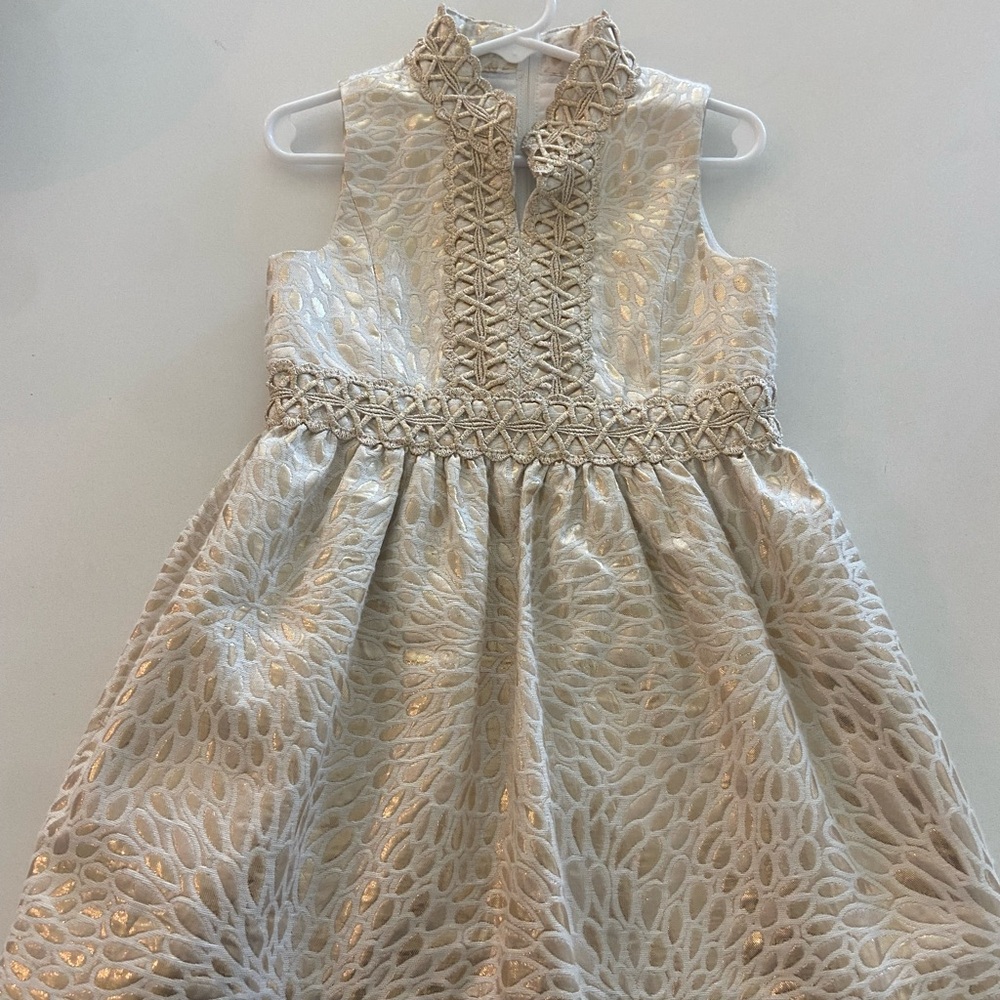 Lilly Pulitzer Gold and Cream Kids Dress